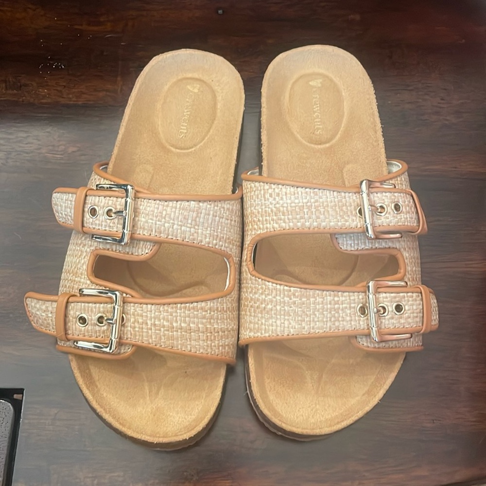 Crewcuts buckle raffia sandals size 2